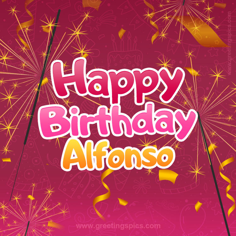 Happy Birthday Alfonso Image with sparklers (square shape image)