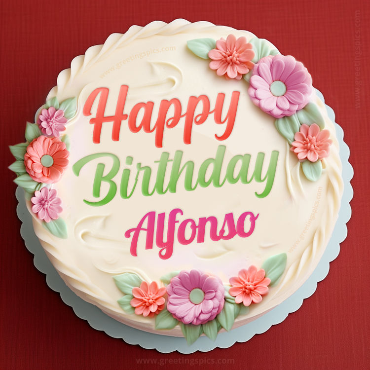 Happy Birthday Alfonso Cake Image With Name (square shape image)