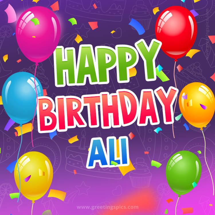 Happy Birthday Ali Festive Greeting Card (square shape image)