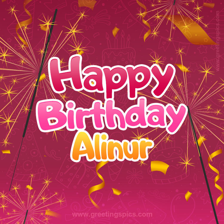 Happy Birthday Alinur Image with sparklers (square shape image)