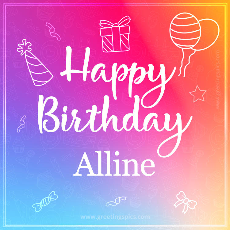 Colorful Happy Birthday Card For Alline (square shape image)