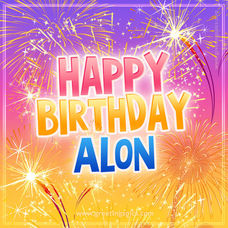 Happy Birthday Alon Picture with fireworks (square shape image)