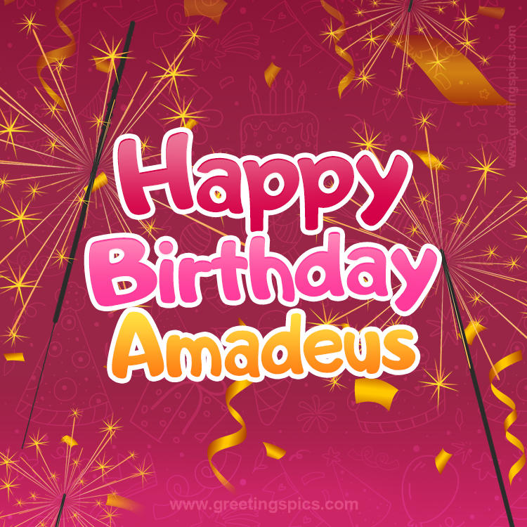 Happy Birthday Amadeus Image with sparklers (square shape image)