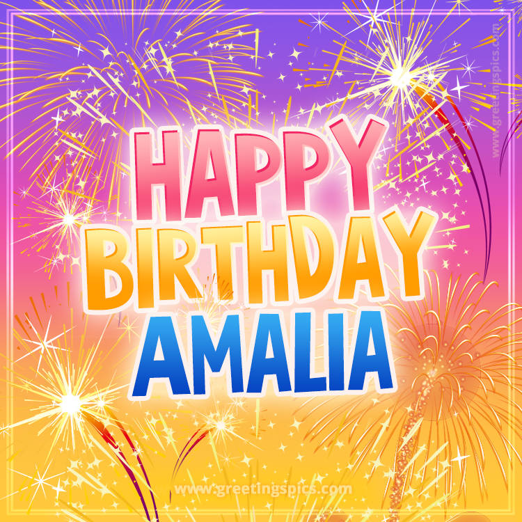 Happy Birthday Amalia Picture with fireworks (square shape image)