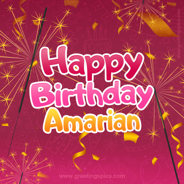 Happy Birthday Amarian Image with sparklers (square shape image)