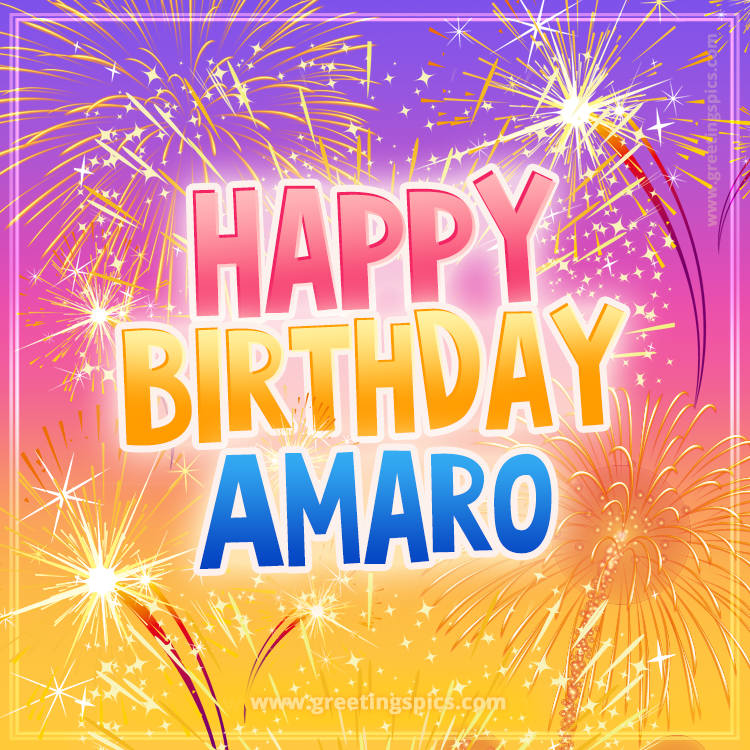 Happy Birthday Amaro Picture with fireworks (square shape image)