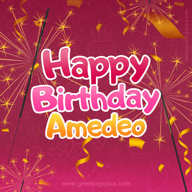 Happy Birthday Amedeo Image with sparklers (square shape image)