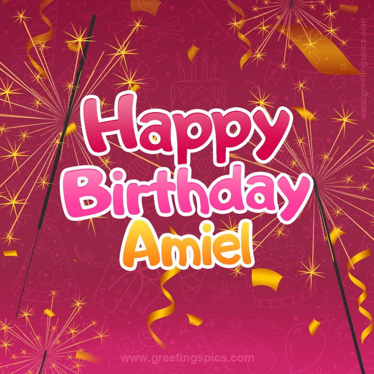 Happy Birthday Amiel Image with sparklers (square shape image)