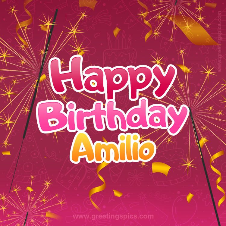 Happy Birthday Amilio Image with sparklers (square shape image)