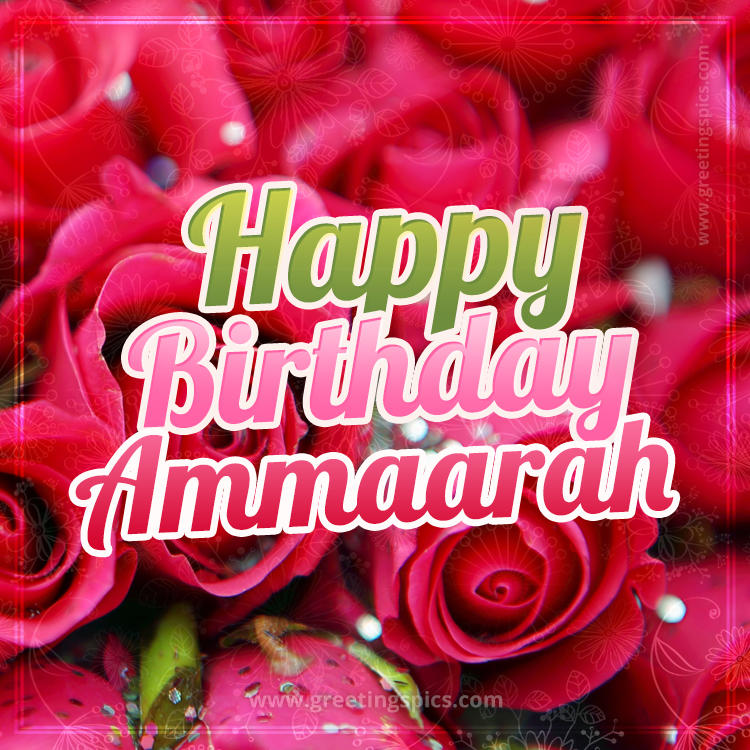 Happy Birthday Ammaarah beautiful Image with red roses (square shape image)