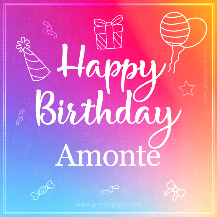 Colorful Happy Birthday Card For Amonte (square shape image)