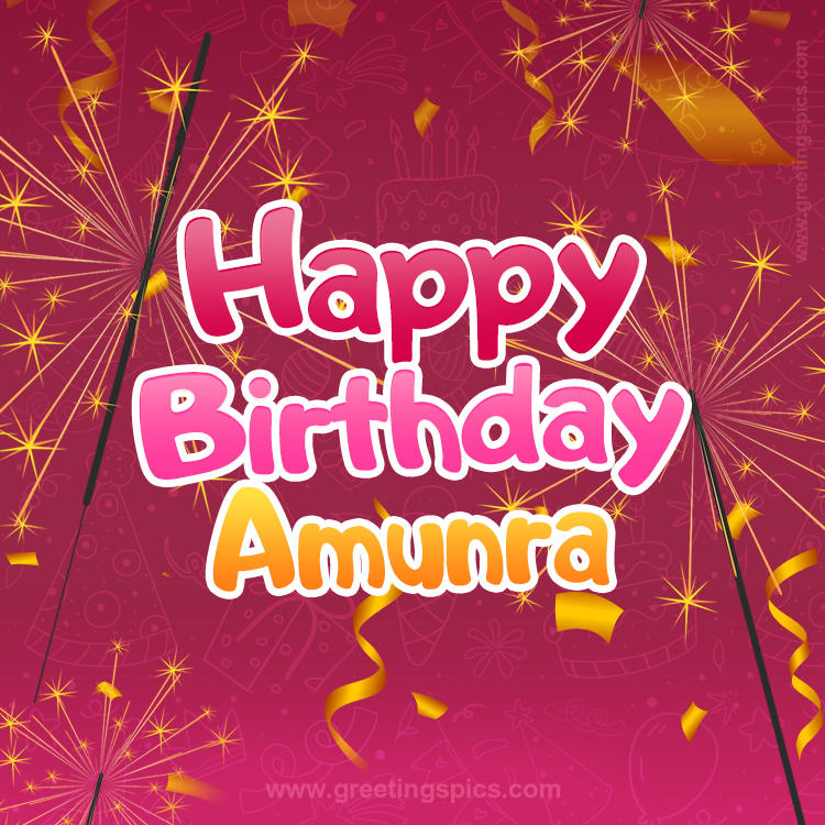 Happy Birthday Amunra Image with sparklers (square shape image)