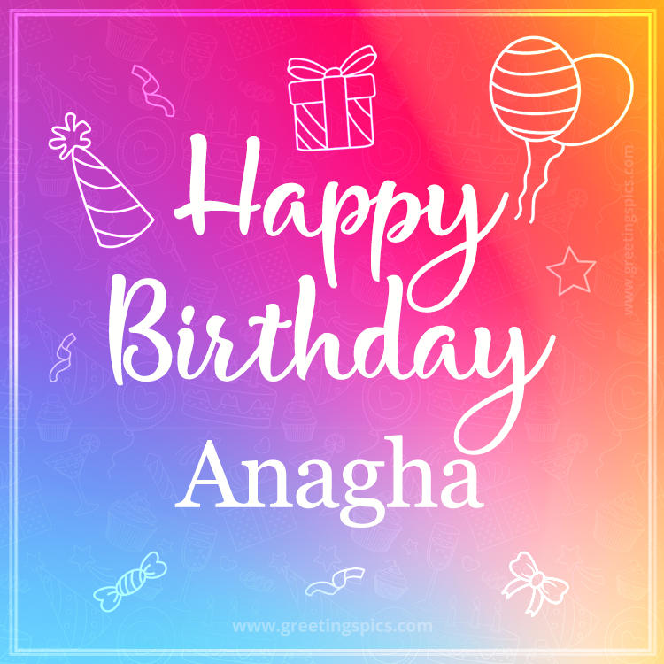 Colorful Happy Birthday Card For Anagha (square shape image)