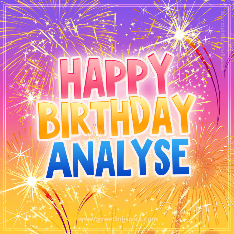 Happy Birthday Analyse Picture with fireworks (square shape image)