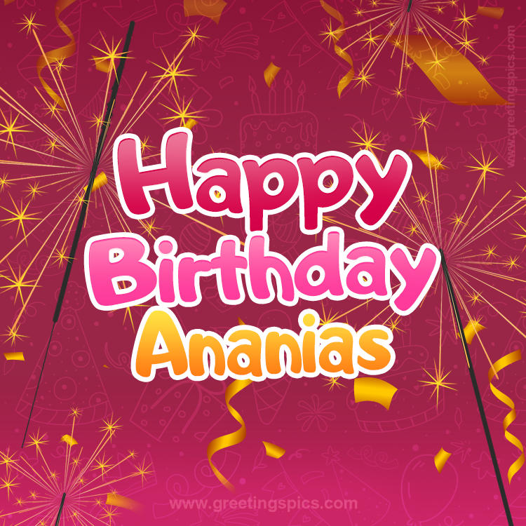 Happy Birthday Ananias Image with sparklers (square shape image)