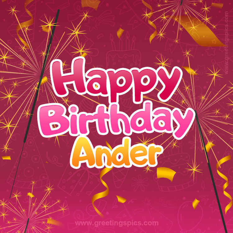 Happy Birthday Ander Image with sparklers (square shape image)