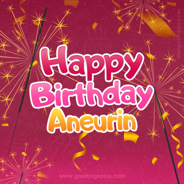 Happy Birthday Aneurin Image with sparklers (square shape image)