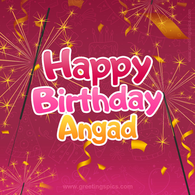 Happy Birthday Angad Image with sparklers (square shape image)