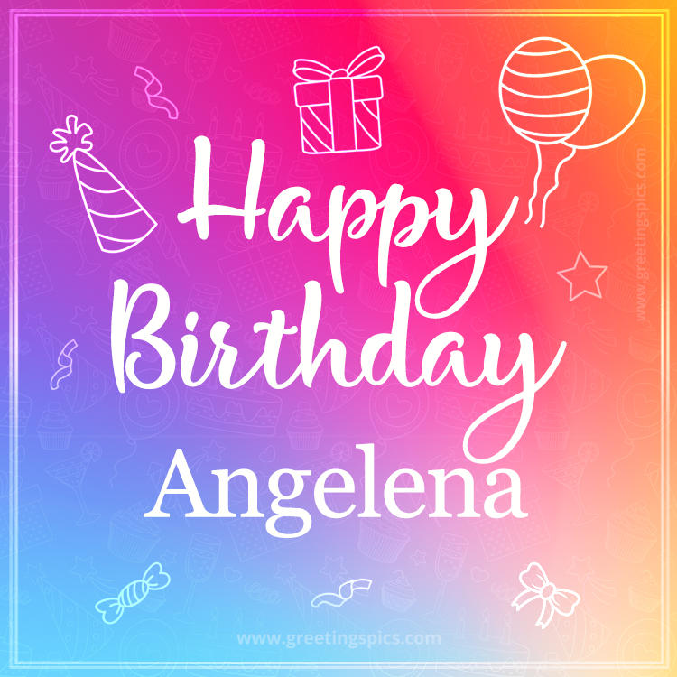 Colorful Happy Birthday Card For Angelena (square shape image)