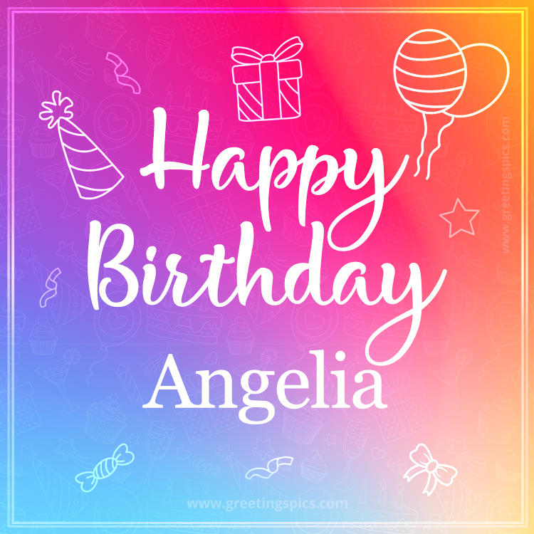 Colorful Happy Birthday Card For Angelia (square shape image)