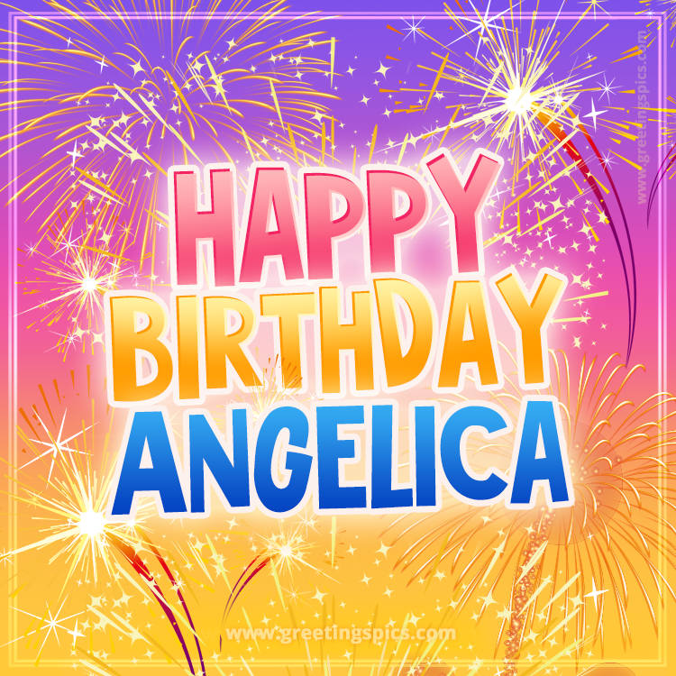 Happy Birthday Angelica Picture with fireworks (square shape image)