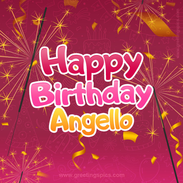 Happy Birthday Angello Image with sparklers (square shape image)