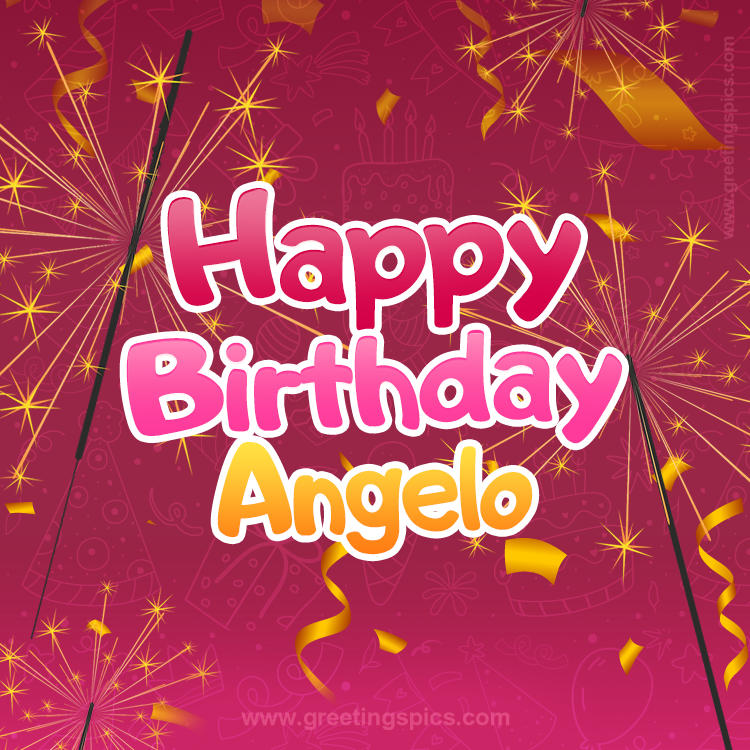 Happy Birthday Angelo Image with sparklers (square shape image)