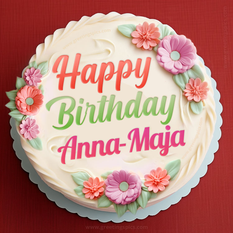 Happy Birthday Anna-Maja Cake Image With Name (square shape image)