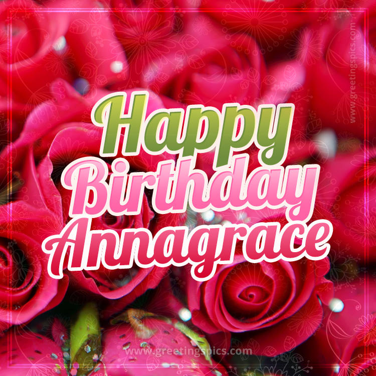 Happy Birthday Annagrace beautiful Image with red roses (square shape image)