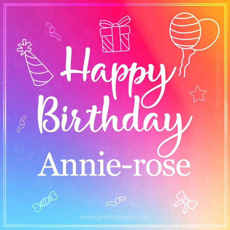 Colorful Happy Birthday Card For Annie-rose (square shape image)