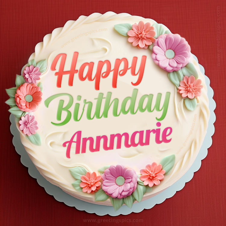 Happy Birthday Annmarie Cake Image With Name (square shape image)