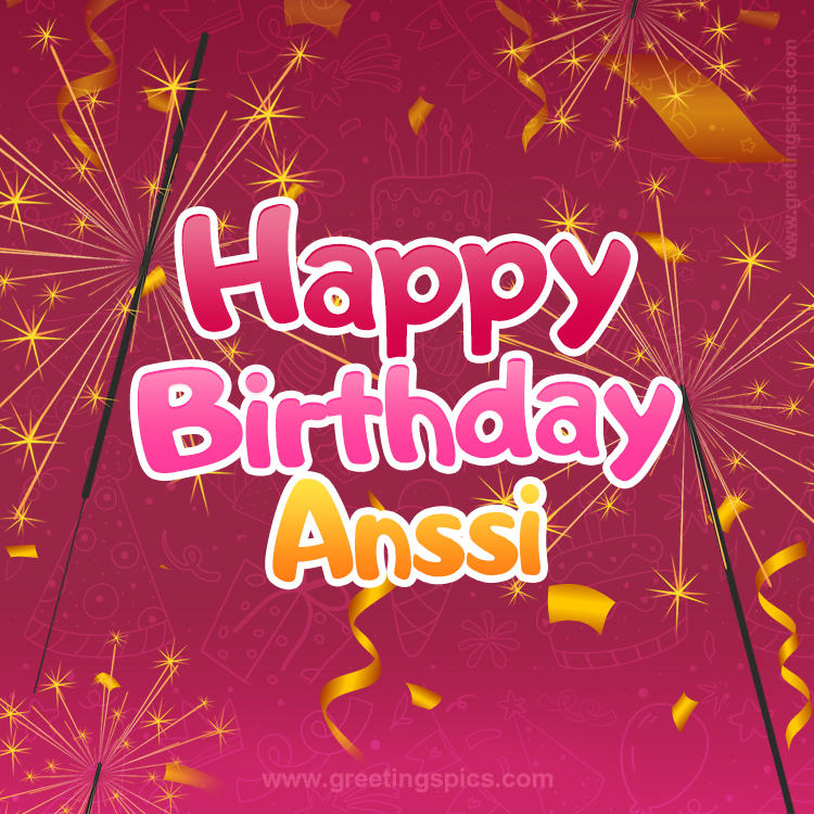 Happy Birthday Anssi Image with sparklers (square shape image)