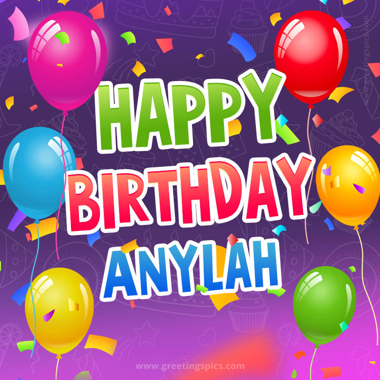Happy Birthday Anylah Festive Greeting Card (square shape image)