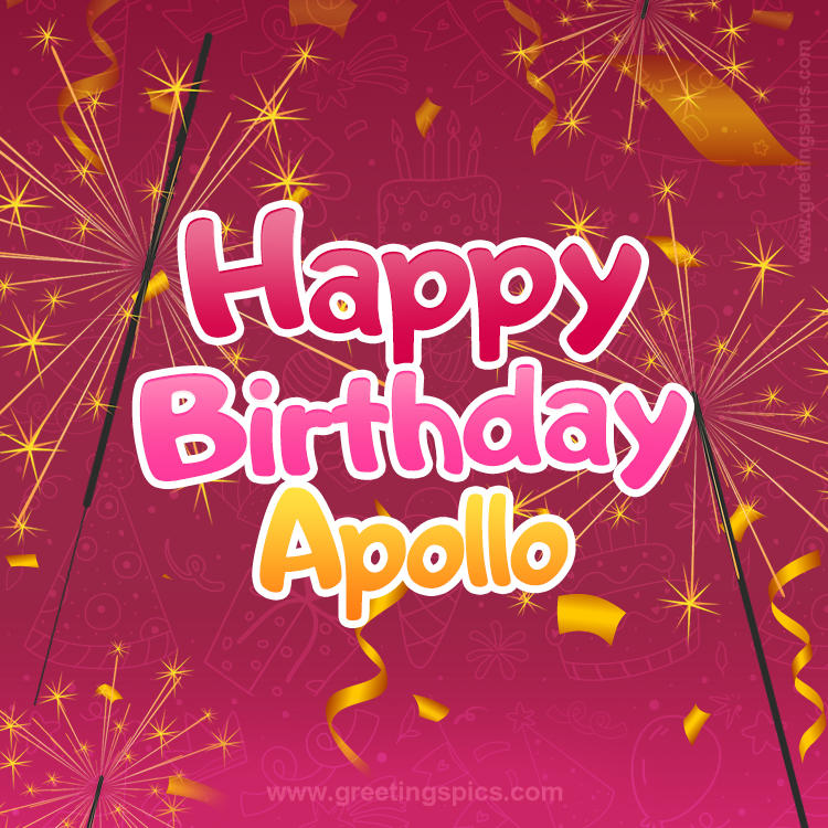 Happy Birthday Apollo Image with sparklers (square shape image)