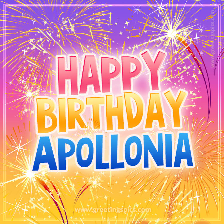 Happy Birthday Apollonia Picture with fireworks (square shape image)