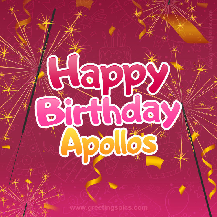 Happy Birthday Apollos Image with sparklers (square shape image)