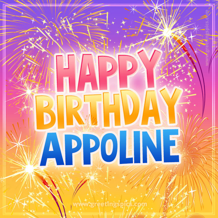 Happy Birthday Appoline Picture with fireworks (square shape image)