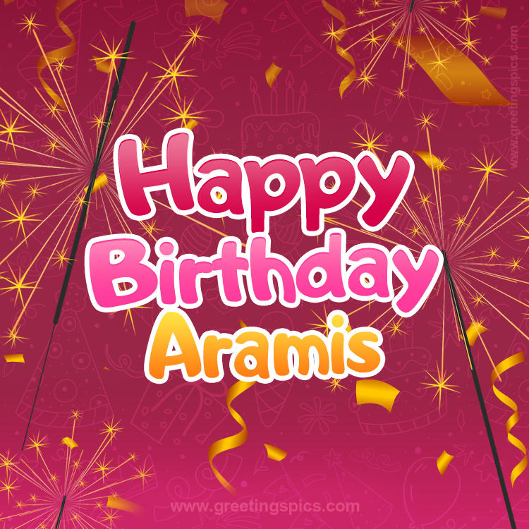 Happy Birthday Aramis Image with sparklers (square shape image)