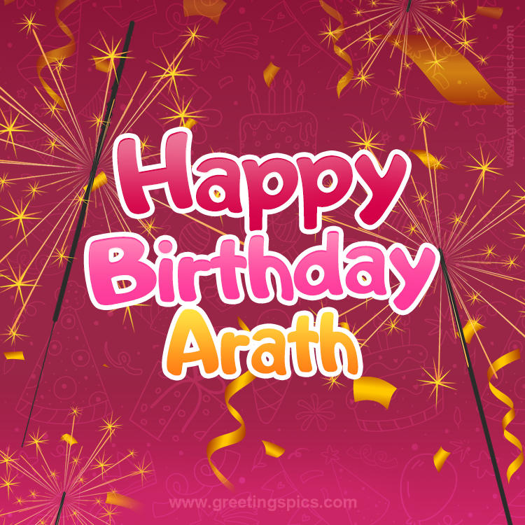 Happy Birthday Arath Image with sparklers (square shape image)