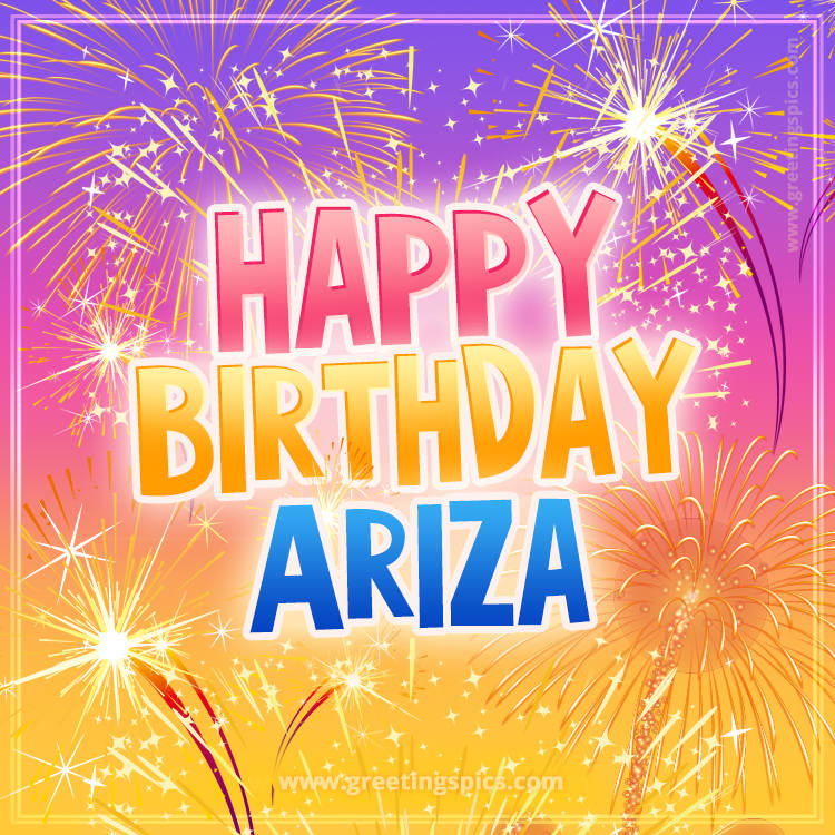 Happy Birthday Ariza Picture with fireworks (square shape image)