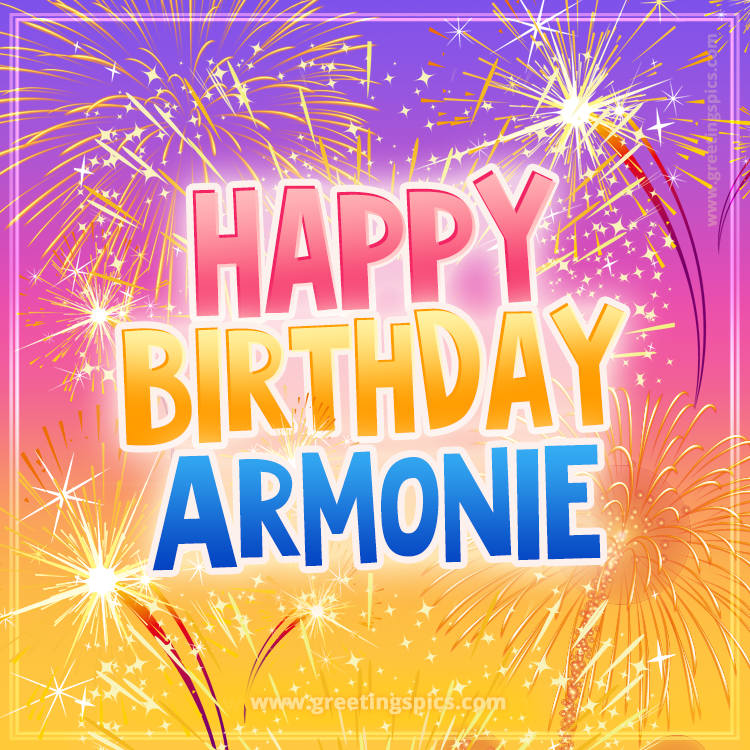 Happy Birthday Armonie Picture with fireworks (square shape image)