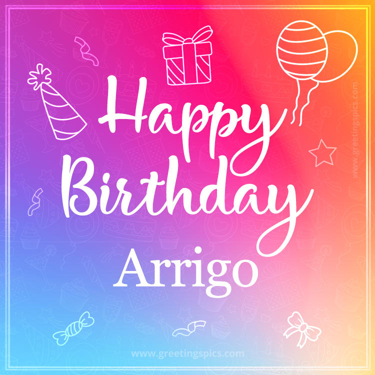 Colorful Happy Birthday Card For Arrigo (square shape image)