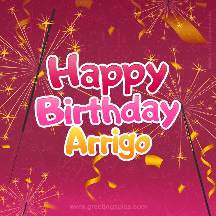 Happy Birthday Arrigo Image with sparklers (square shape image)