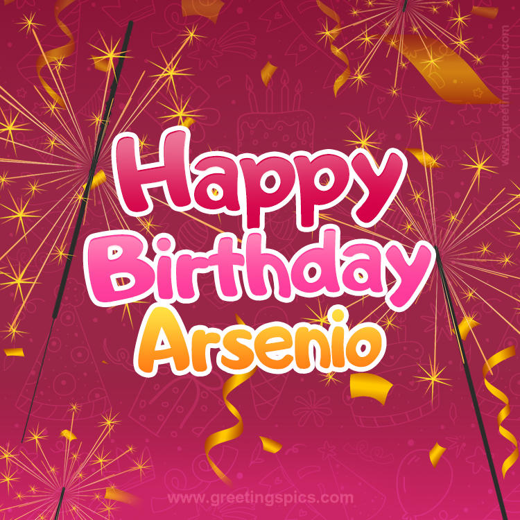 Happy Birthday Arsenio Image with sparklers (square shape image)