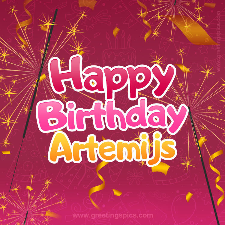 Happy Birthday Artemijs Image with sparklers (square shape image)