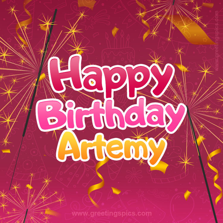 Happy Birthday Artemy Image with sparklers (square shape image)