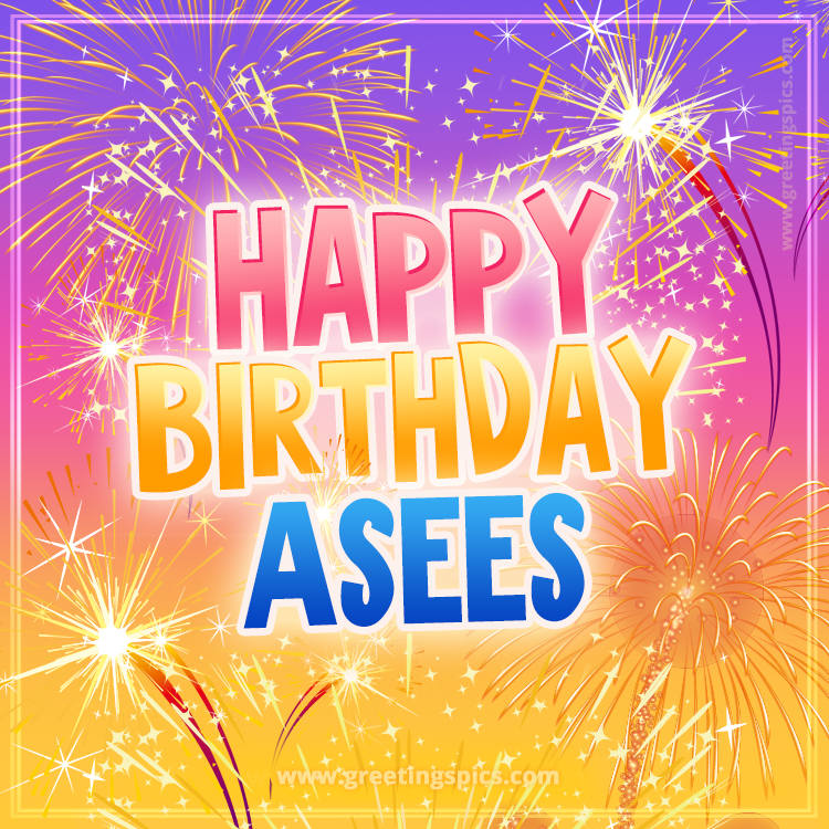 Happy Birthday Asees Picture with fireworks (square shape image)