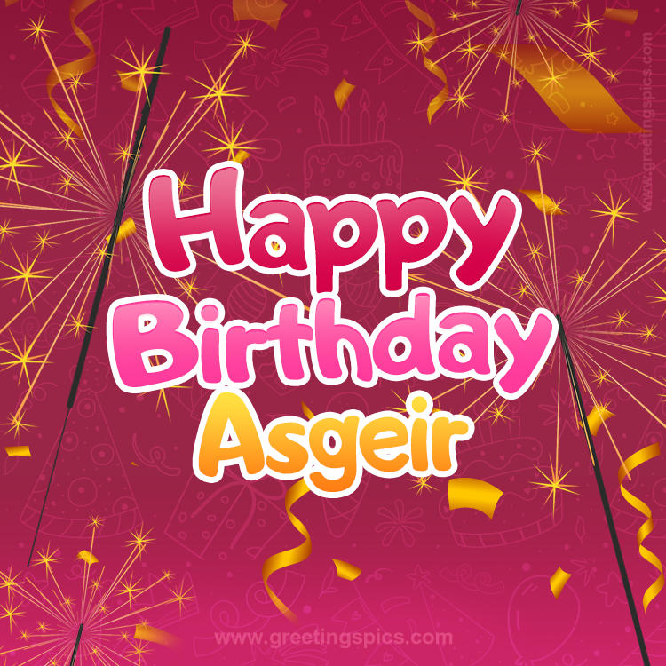 Happy Birthday Asgeir Image with sparklers (square shape image)