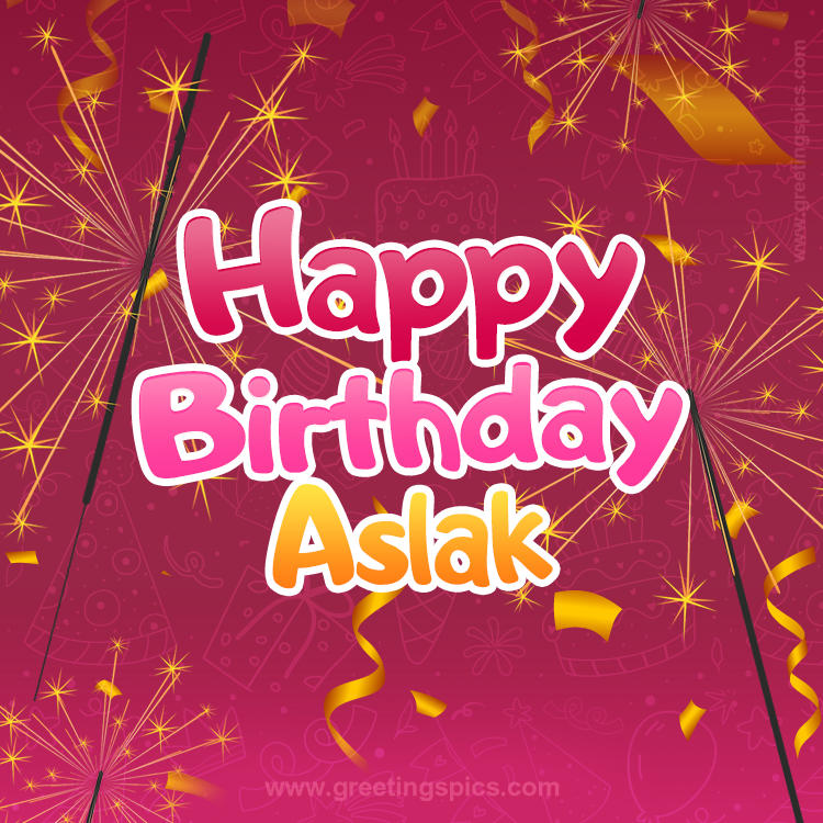 Happy Birthday Aslak Image with sparklers (square shape image)