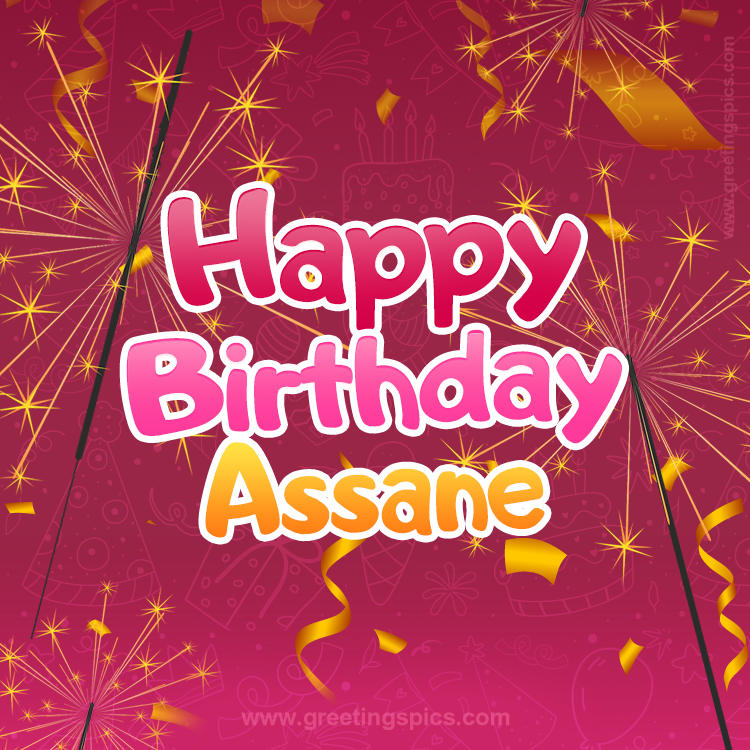 Happy Birthday Assane Image with sparklers (square shape image)